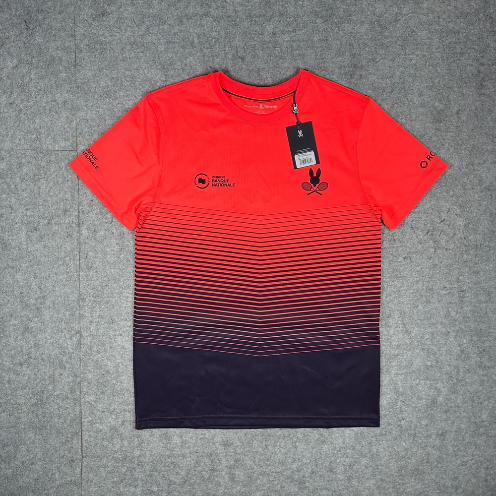 Psycho Bunny T-Shirt Mens XS Fiery Coral NBO Tennis Graphic Tee Activewear
